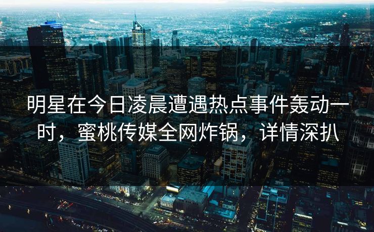 明星在今日凌晨遭遇热点事件轰动一时，蜜桃传媒全网炸锅，详情深扒