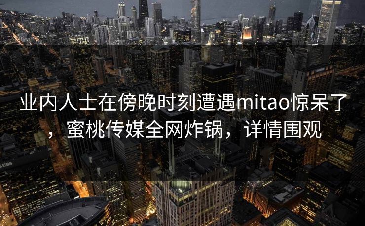 业内人士在傍晚时刻遭遇mitao惊呆了,蜜桃传媒全网炸锅,详情围观 业内人士在傍晚时刻遭遇mitao惊呆了,蜜桃传媒全网炸锅,详情围观