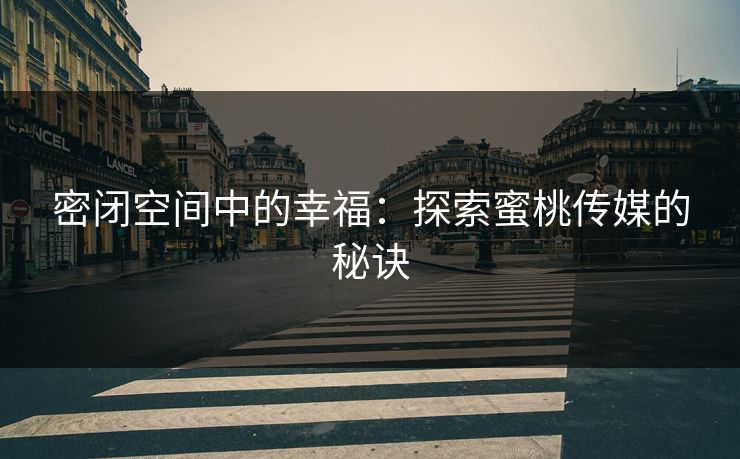 密闭空间中的幸福：探索蜜桃传媒的秘诀