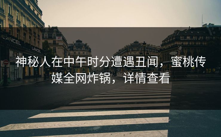 神秘人在中午时分遭遇丑闻，蜜桃传媒全网炸锅，详情查看